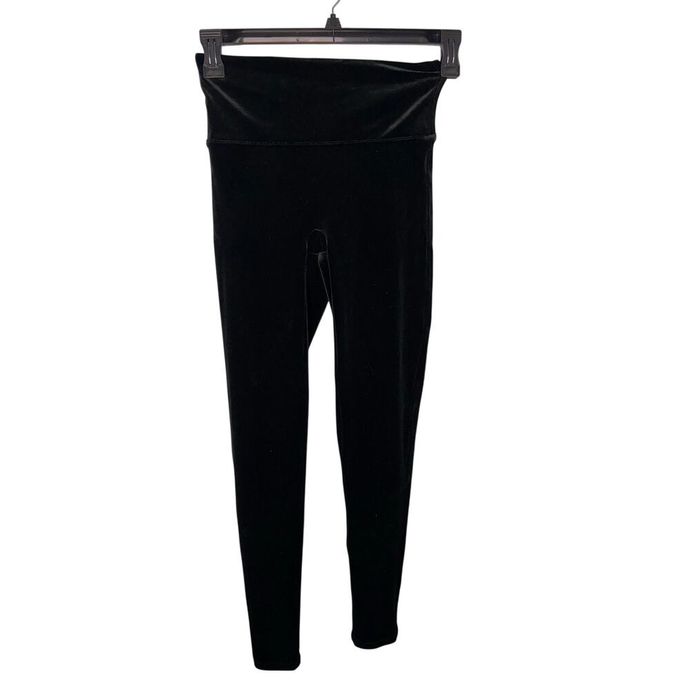 Spanx Velvet Leggings Size Medium Black Holiday Soft Velour